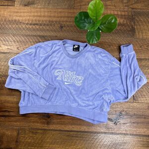 NIKE terry cloth retro style cropped crewneck L